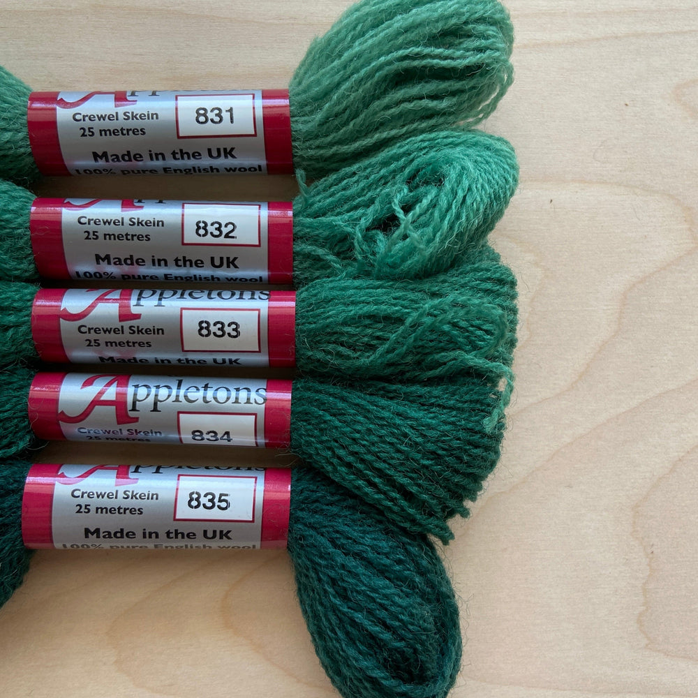 Individual Appleton Crewel Wool Skeins from the Bright Peacock Blue Colorway