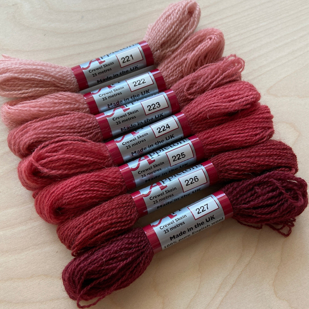 Individual Appleton Crewel Wool Skeins from the Bright Terra Cotta Colorway