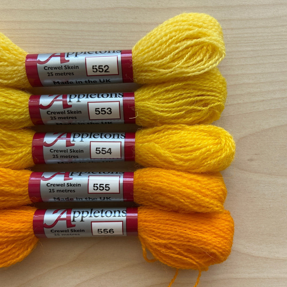 Individual Appleton Crewel Wool Skeins from the Bright Yellow Colorway