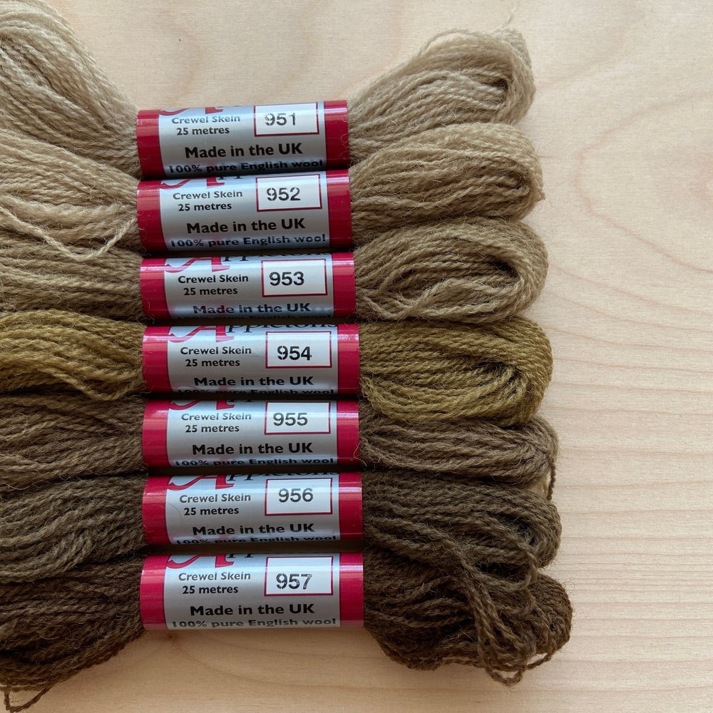 Individual Appleton Crewel Wool Skeins from the Drab Fawn Colorway