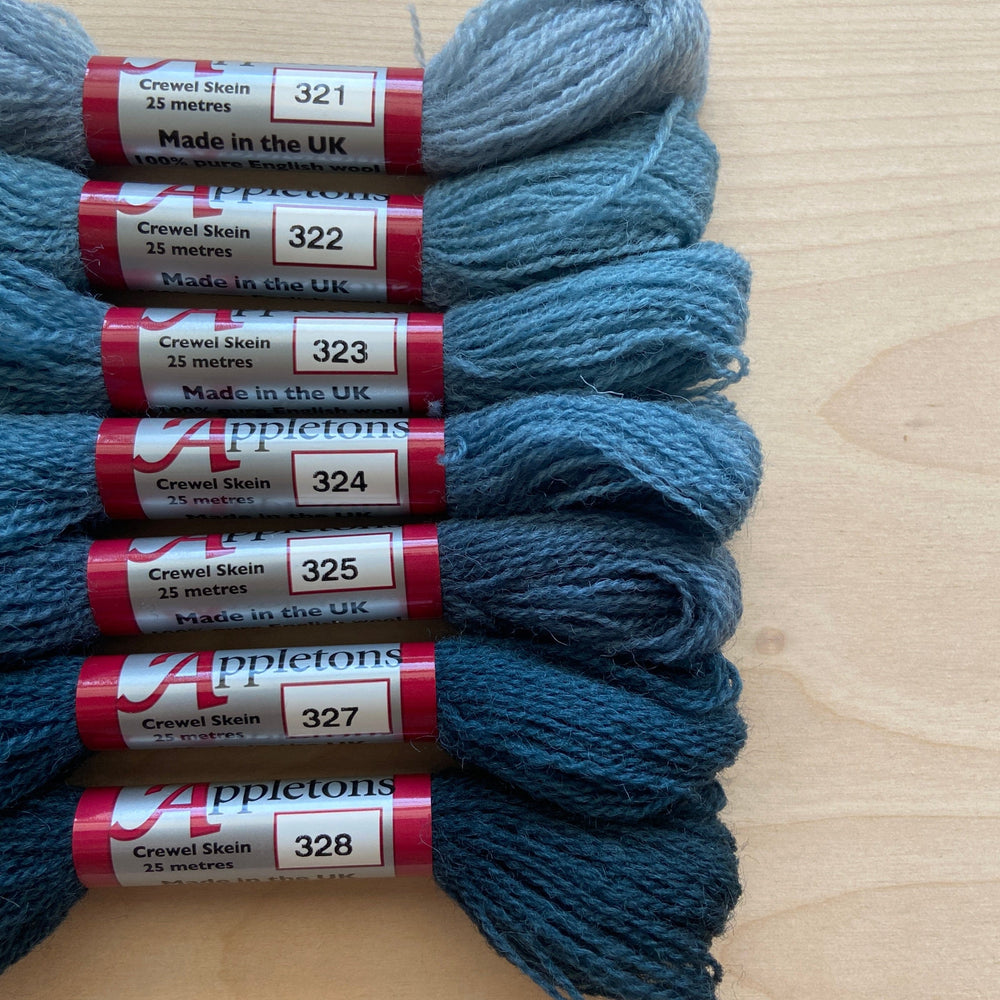 Individual Appleton Crewel Wool Skeins from the Dull Marine Blue Colorway