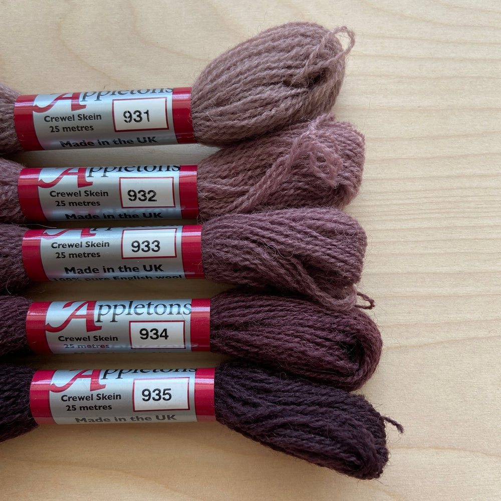 Individual Appleton Crewel Wool Skeins from the Dull Mauve Colorway