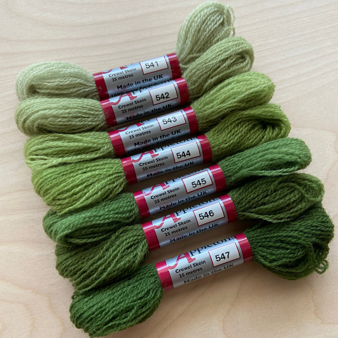 Individual Appleton Crewel Wool Skeins from the Early English Green Colorway