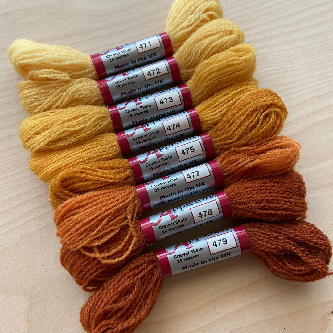 Individual Appletons Crewel Wool Skeins from the Autumn Yellow Colorway
