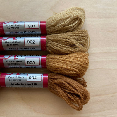 Individual Appletons Crewel Wool Skeins from the Golden Brown Colorway