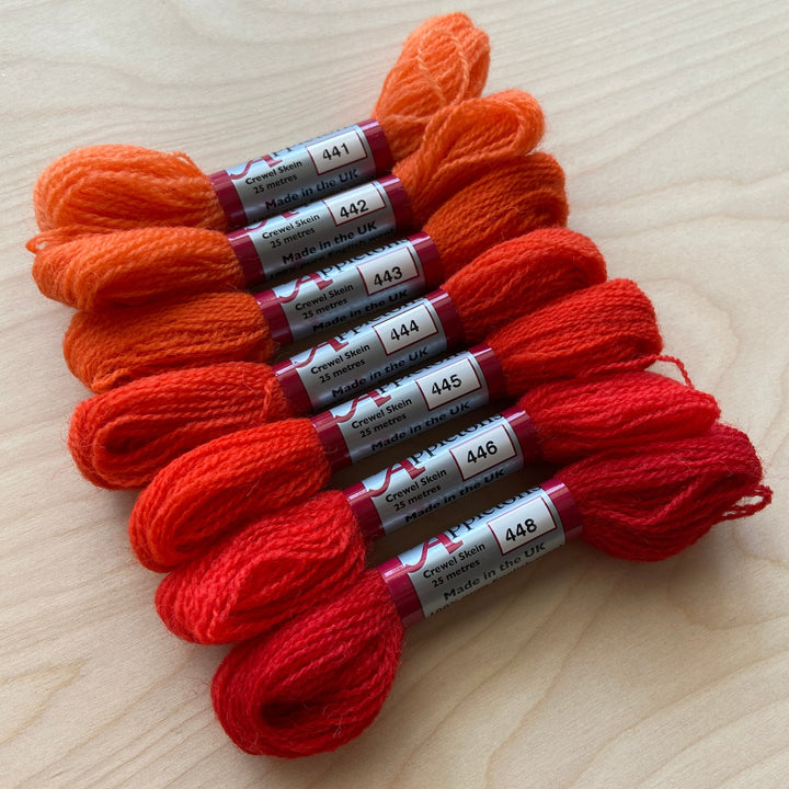Individual Appletons Crewel Wool Skeins from the Orange Red Colorway
