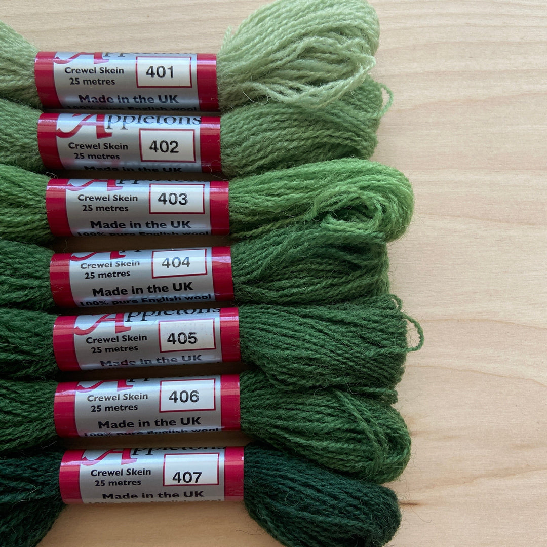 Individual Appletons Crewel Wool Skeins from the Sea Green Colorway