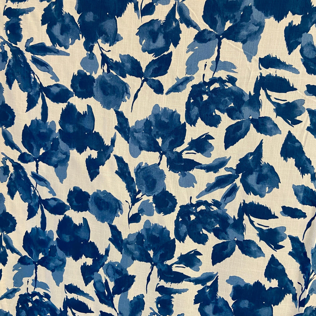 Default Kahlo Slub Floral Print - Blue