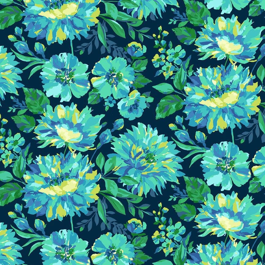 Default Large Floral in Navy - Blue Crush - Marcus Fabrics