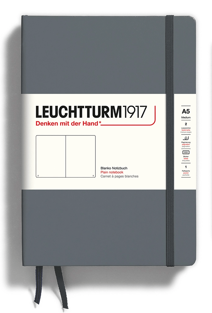 BLANK Leuchtturm A5 Hardcover Notebook in Anthracite - Parent