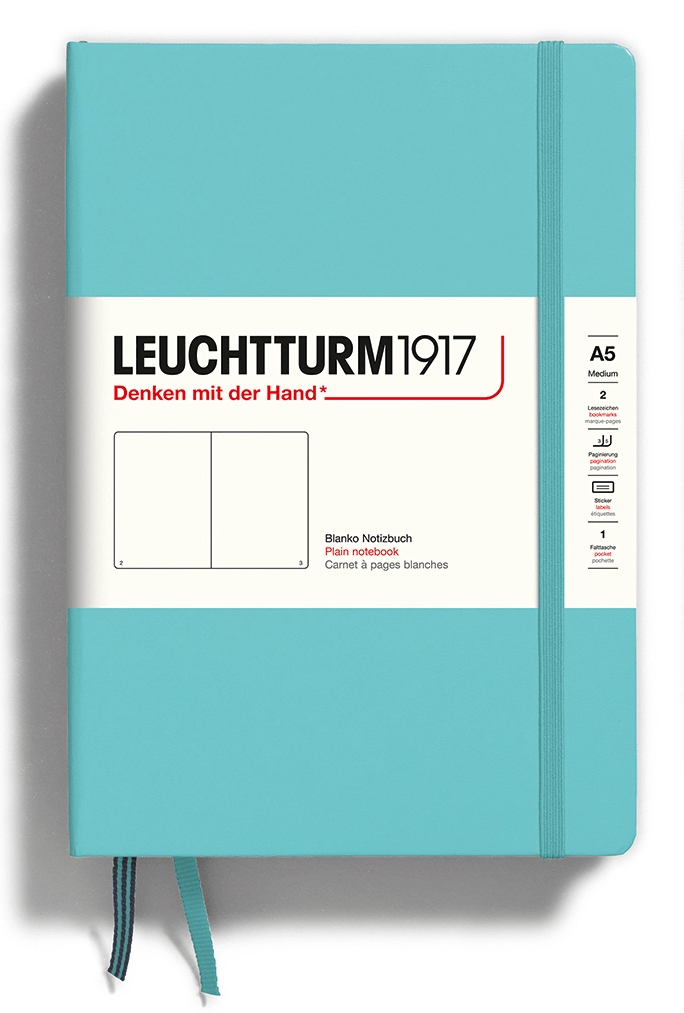 BLANK Leuchtturm A5 Hardcover Notebook in Aquamarine - Parent