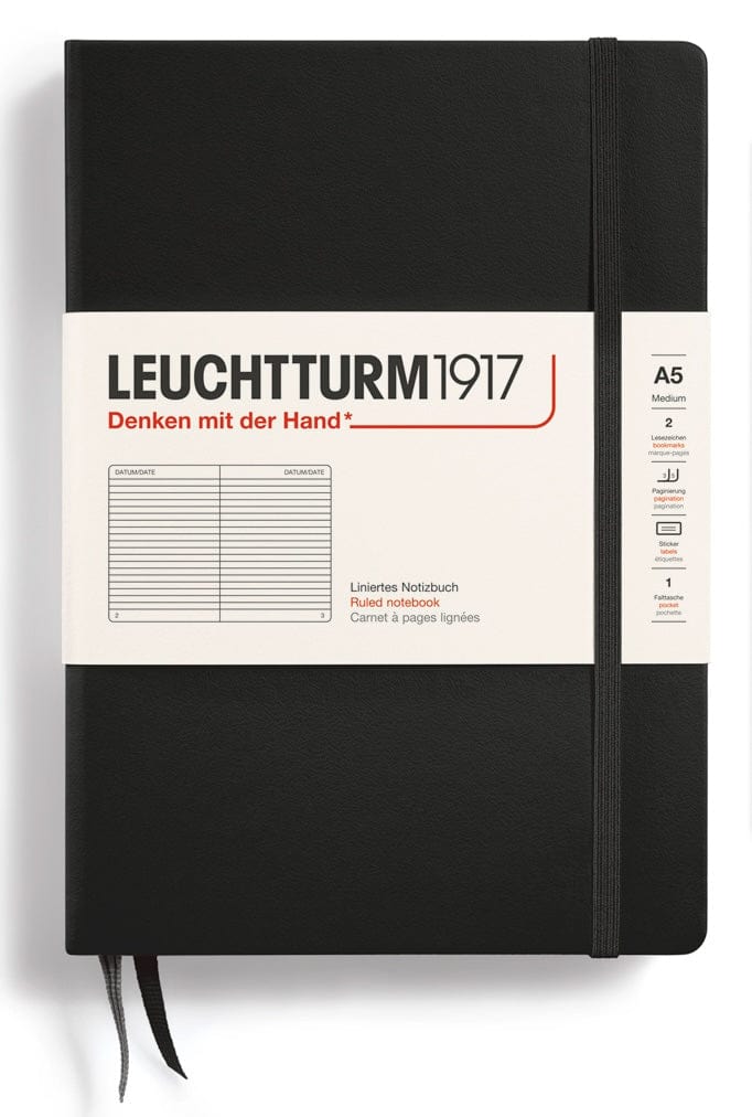 LINED Leuchtturm A5 Hardcover Notebook in Black - Parent