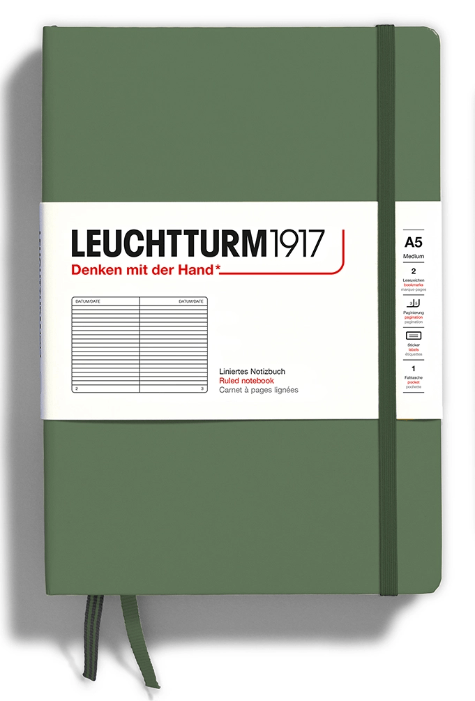 LINED Leuchtturm A5 Hardcover Notebook in Olive - Parent