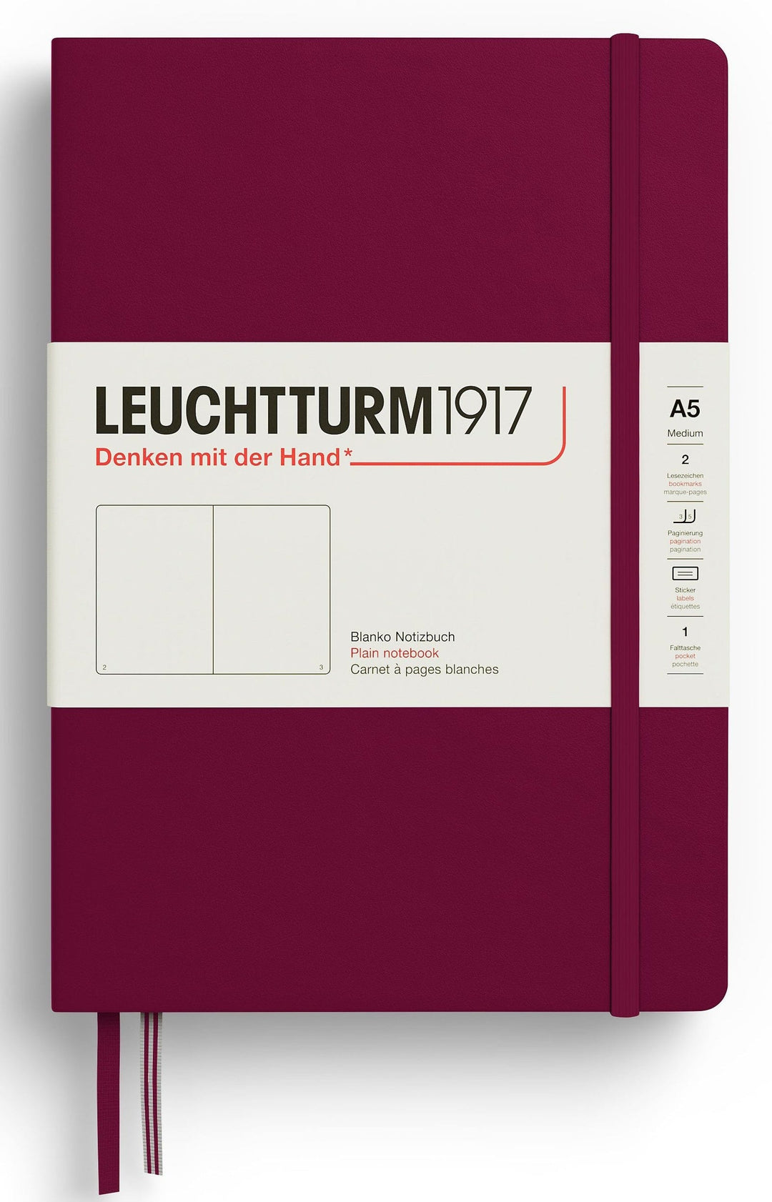 BLANK Leuchtturm A5 Hardcover Notebook in Port Red - Parent
