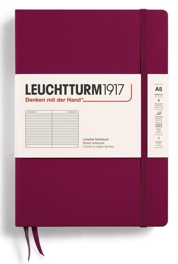 LINED Leuchtturm A5 Hardcover Notebook in Port Red - Parent