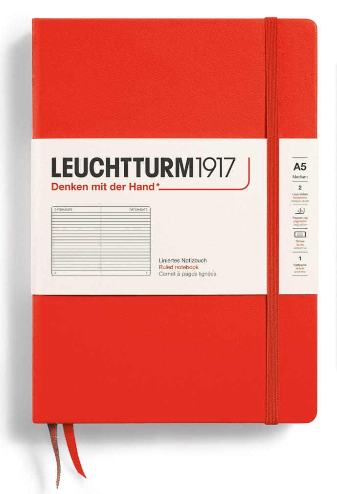 LINED Leuchtturm A5 Hardcover Notebook in Red - Parent