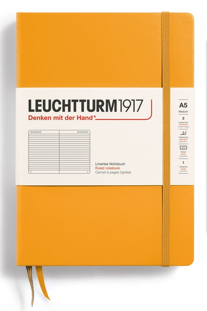 LINED Leuchtturm A5 Hardcover Notebook in Rising Sun - Three page design options