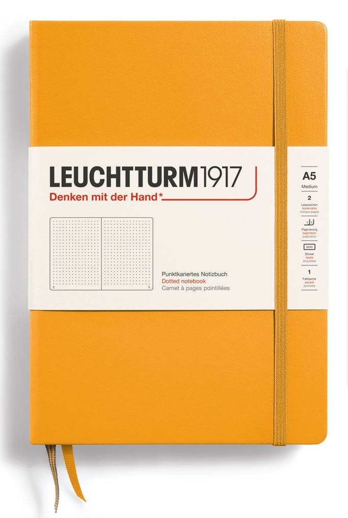 DOTTED Leuchtturm A5 Hardcover Notebook in Rising Sun - Three page design options