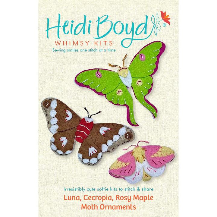 Default Luna, Cecropia, Rosy Maple Moth Ornaments - Whimsey Ornament Kit from Heidi Boyd