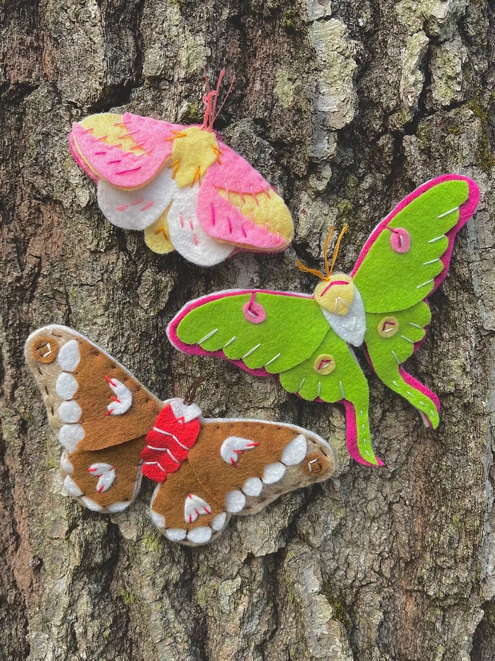 Default Luna, Cecropia, Rosy Maple Moth Ornaments - Whimsey Ornament Kit from Heidi Boyd