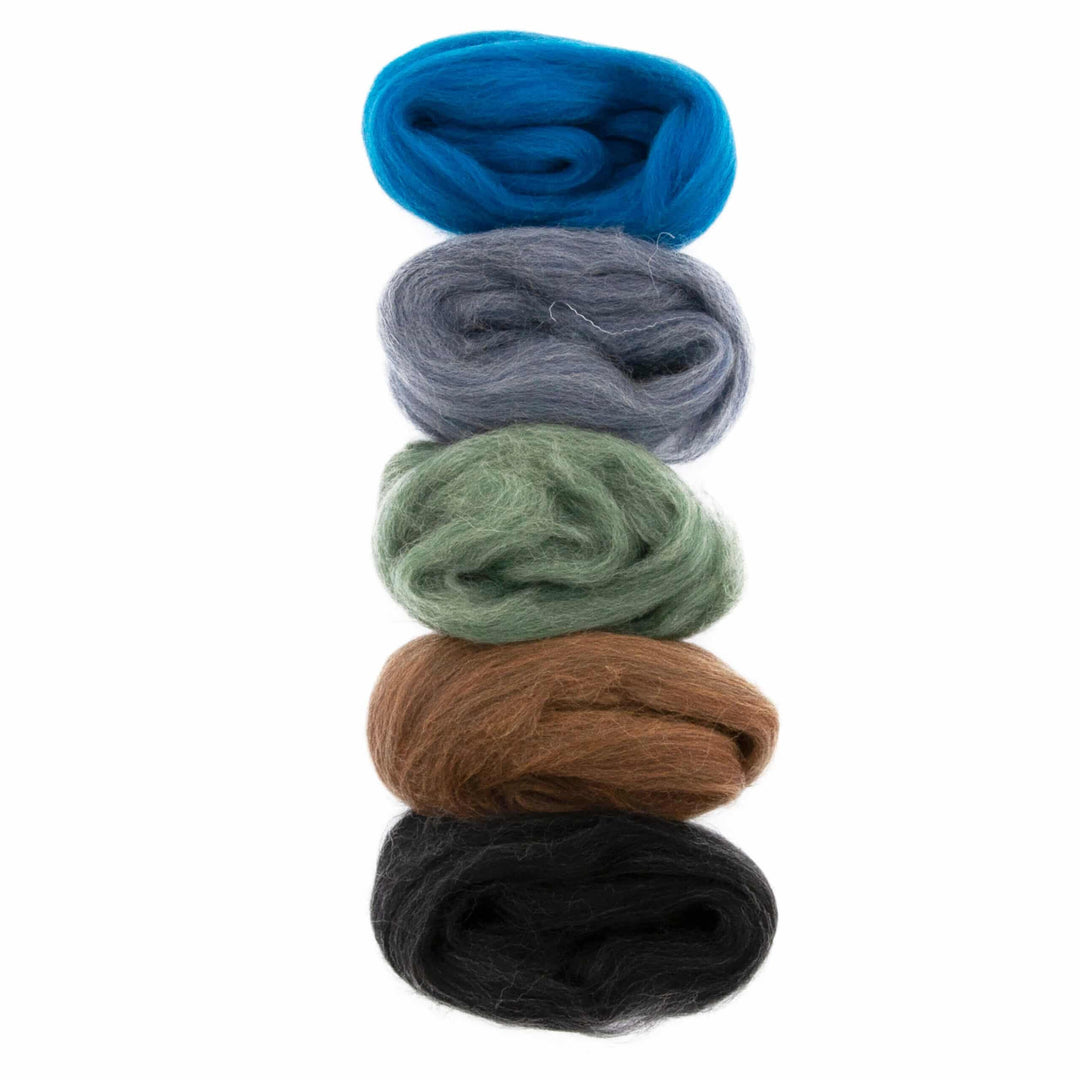 Default Merino Top 1.75oz - Land and Sea Shades - 5 Colors - 50 grams - Color Set 11 - Raised and Procesed in Europe