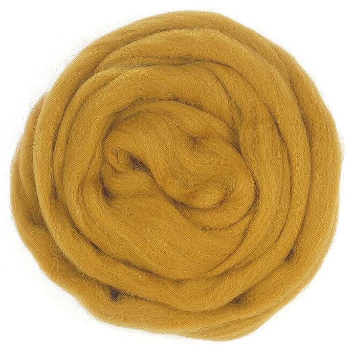 Default Merino Wool Top Roving in Ochre - 50 gram bag (1.75oz) - Color 697 - Raised and Procesed in Europe