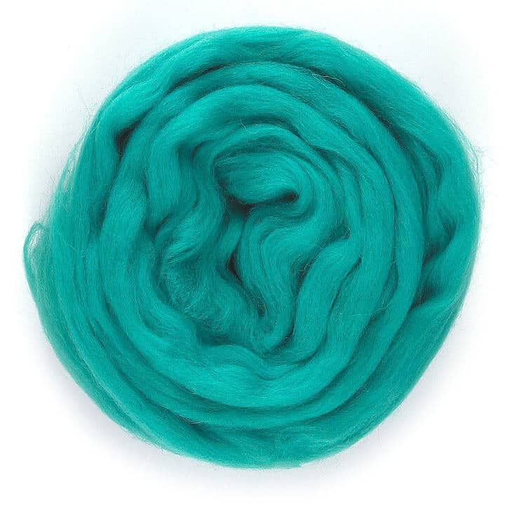 Default Merino Wool Top Roving in Turquoise - 50 gram bag (1.75oz) - Color 657 - Raised and Procesed in Europe