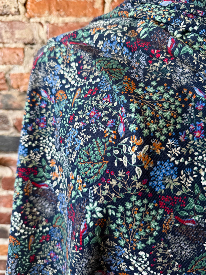 Default Misselthwaite in Celestial - Printed Pinwale Corduroy (Floral with Birds)