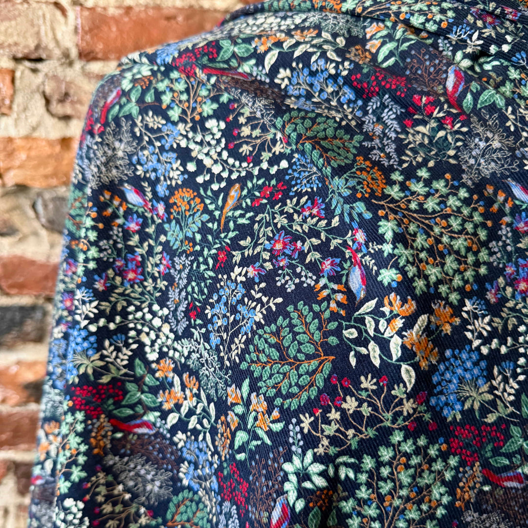 Default Misselthwaite in Celestial - Printed Pinwale Corduroy (Floral with Birds)