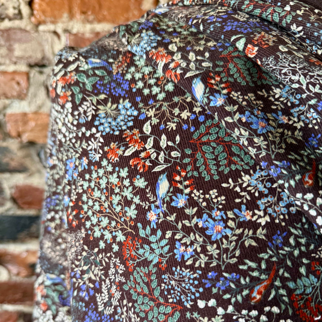 Default Misselthwaite in Earthen - Printed Pinwale Corduroy (Floral with Birds)
