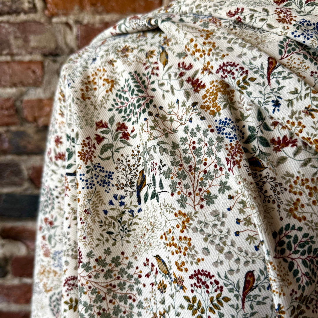 Default Misselthwaite in Ether - Printed Pinwale Corduroy (Floral with Birds)