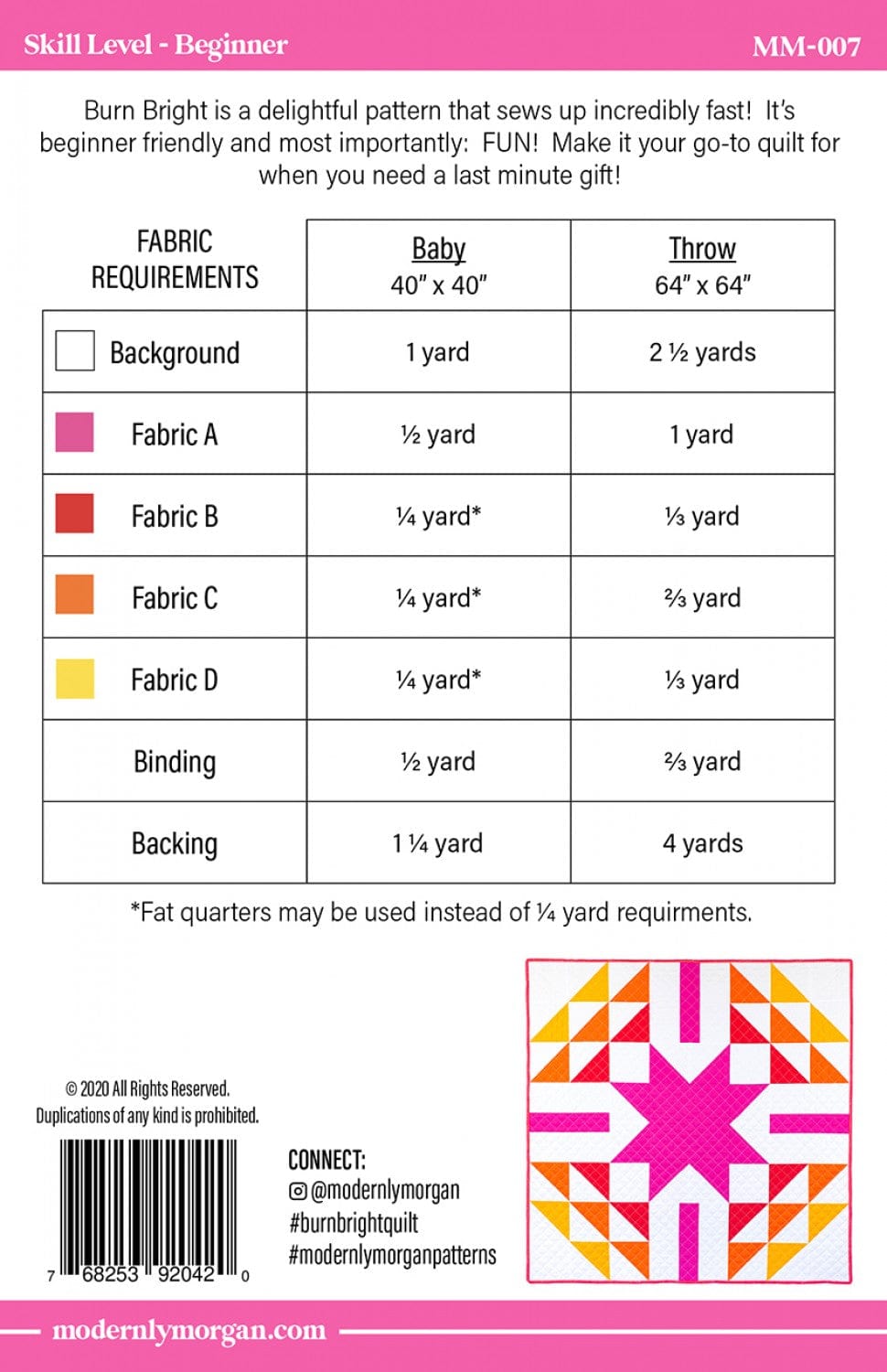 Default Modernly Morgan Quilt Pattern - Burn Bright