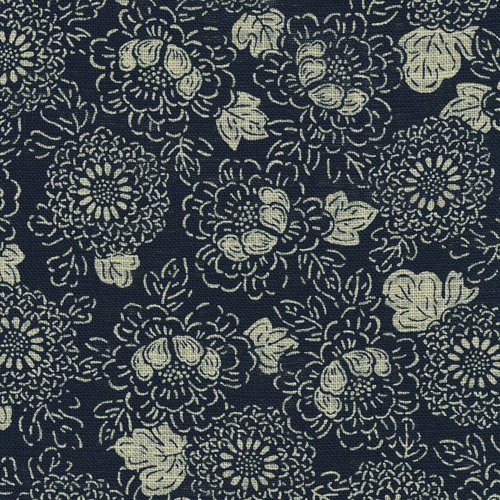 Default Nara Homespun - Natural Flowers on Indigo - Sevenberry