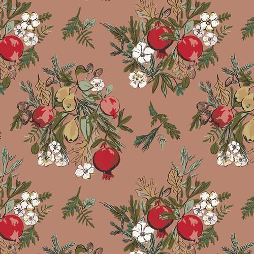 Default Nature's Gift in Cocoa - Spruce - Art Gallery Fabrics