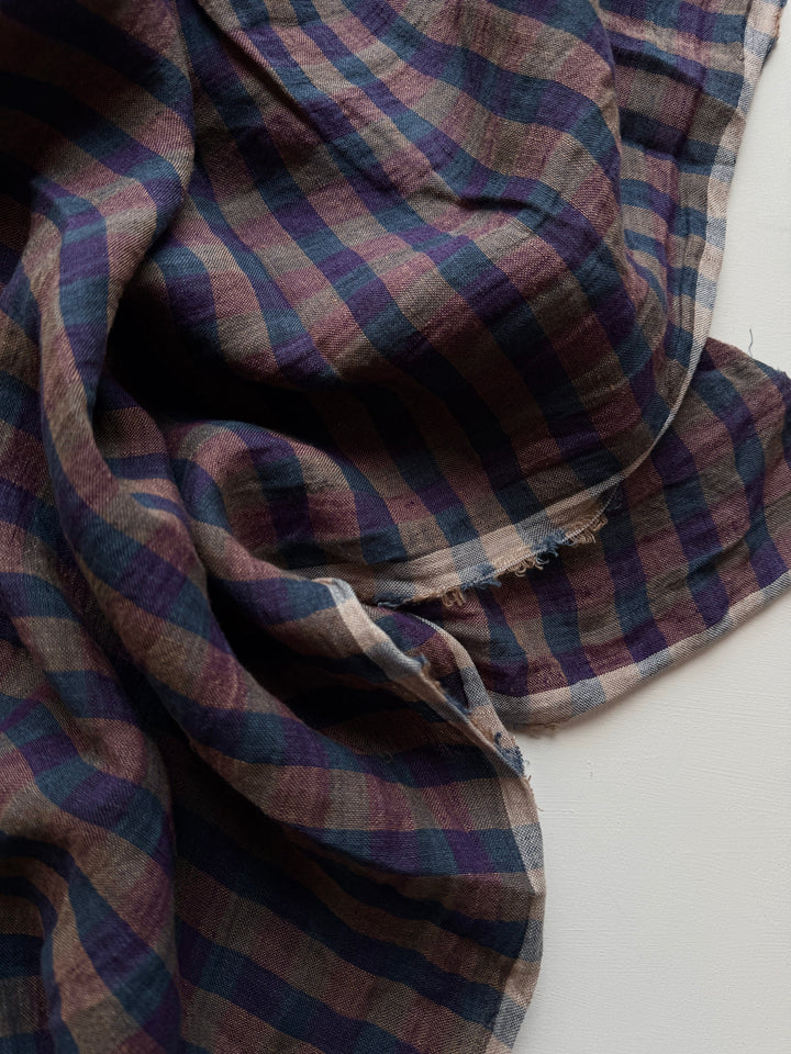 Default Night Lights - Sunset Rectangular Gingham - 100% Linen Yarn Dyed
