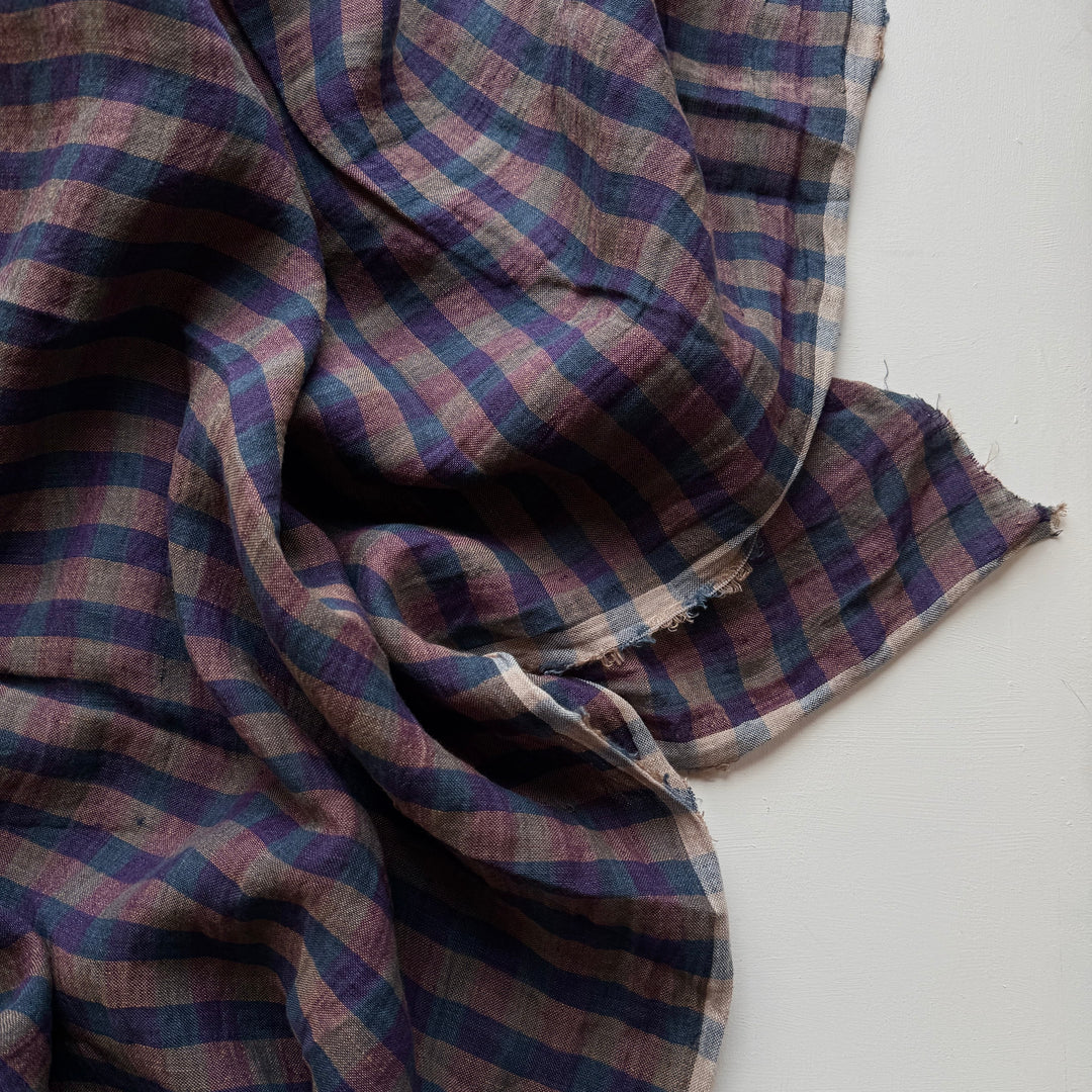 Default Night Lights - Sunset Rectangular Gingham - 100% Linen Yarn Dyed