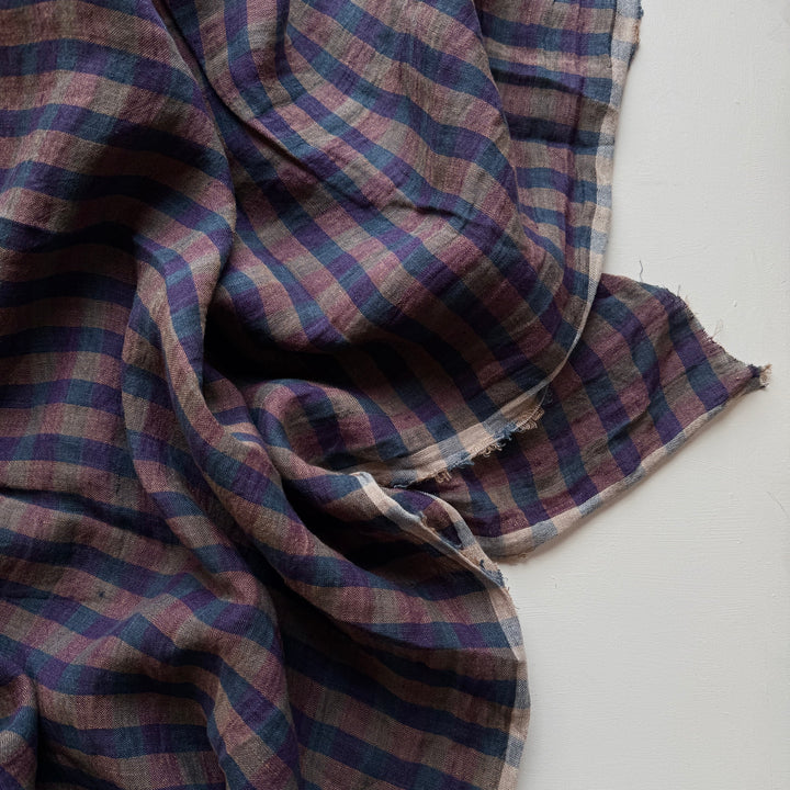 Default Night Lights - Sunset Rectangular Gingham - 100% Linen Yarn Dyed