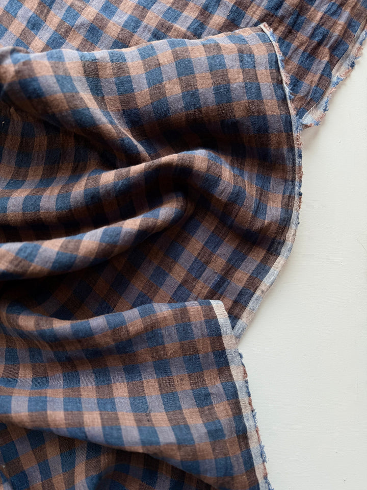 Default Night Sky - Sunset Rectangular Gingham - 100% Linen Yarn Dyed