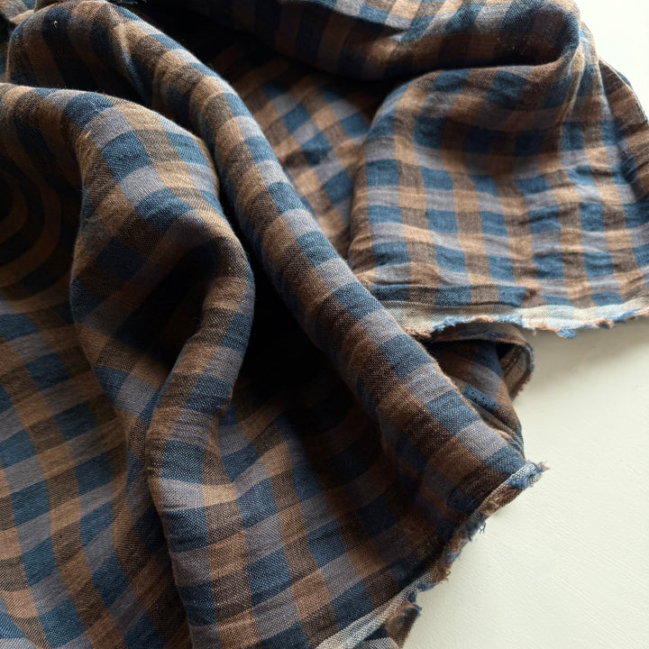 Default Night Sky - Sunset Rectangular Gingham - 100% Linen Yarn Dyed
