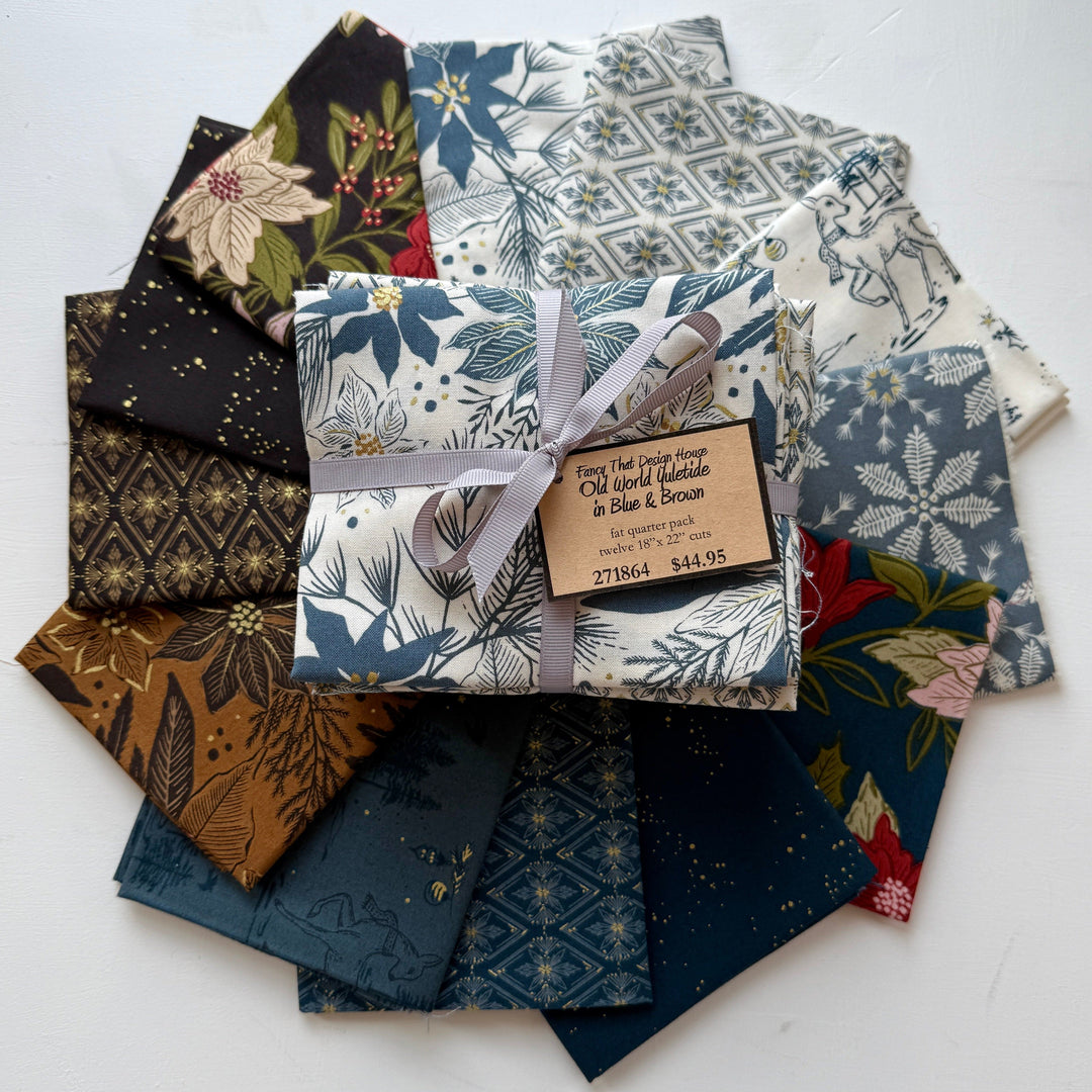Default Old World Yuletide Bundle in Blue & Brown - 12 FQs - Fancy That Design House