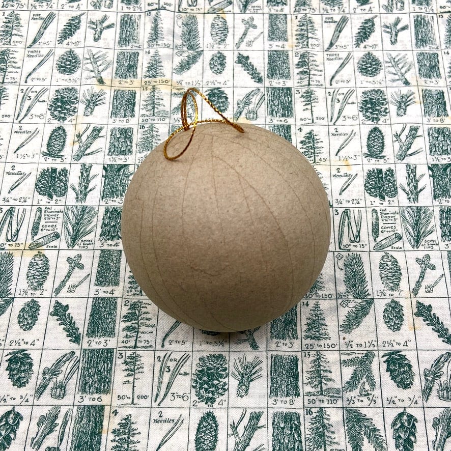 Default One Paper Mache Ball Ornament 3.5" With String - Online sales only