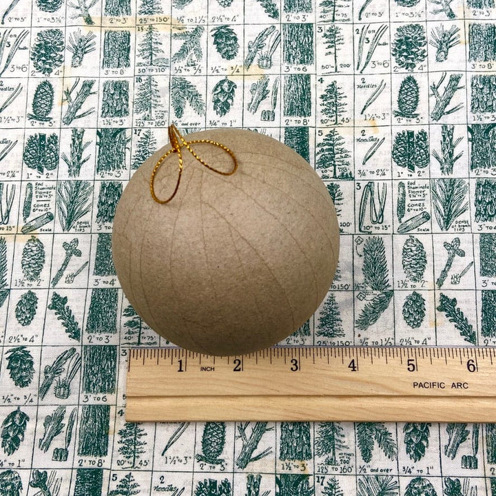 Default One Paper Mache Ball Ornament 3.5" With String - Online sales only