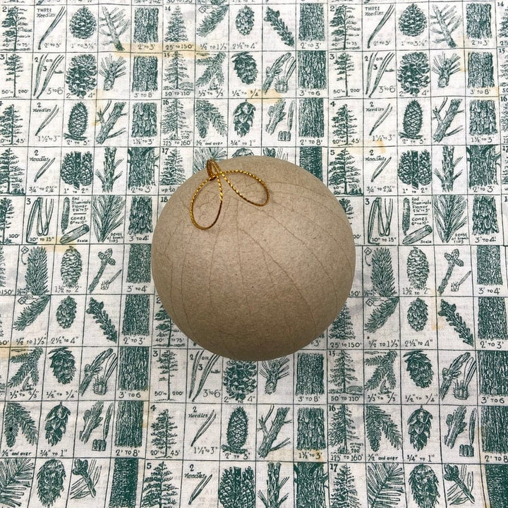 Default One Paper Mache Ball Ornament 3.5" With String - Online sales only