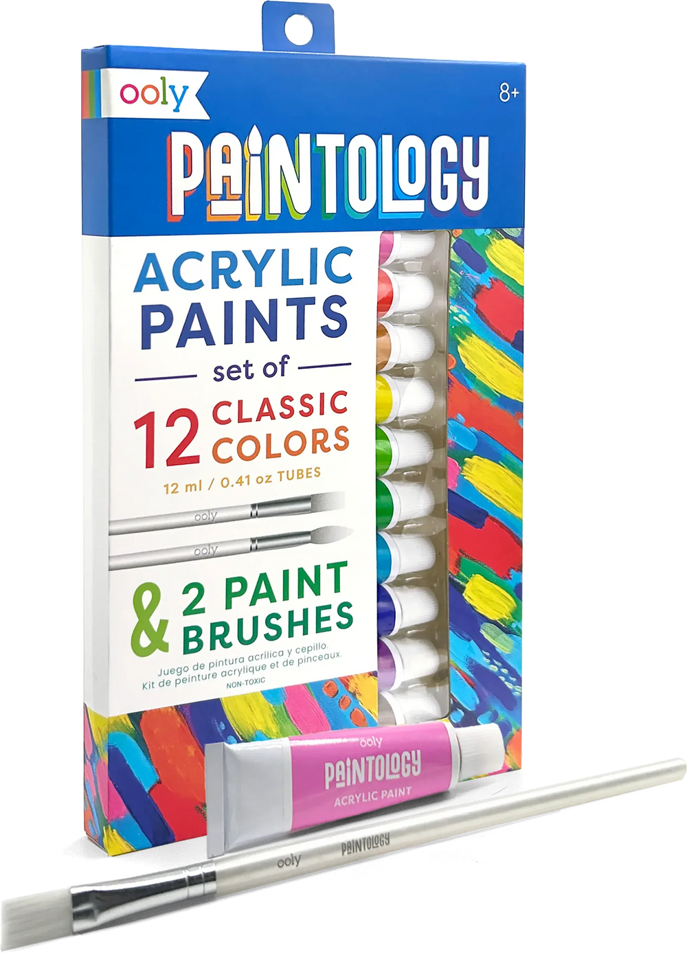 Default Paintology Acrylic Paint Set - Classic Colors - 12 Colors + 2 Brushes - by Ooly