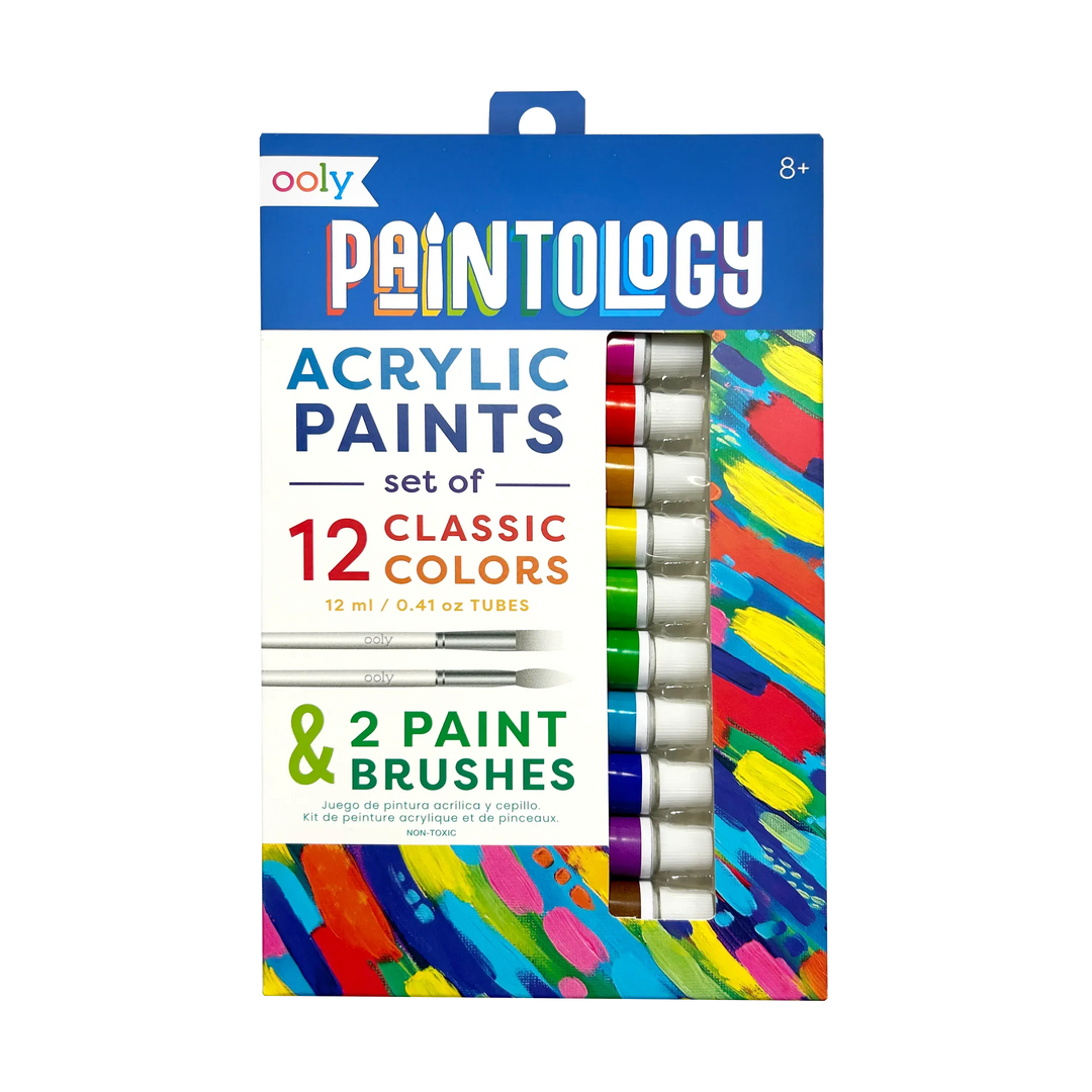 Default Paintology Acrylic Paint Set - Classic Colors - 12 Colors + 2 Brushes - by Ooly