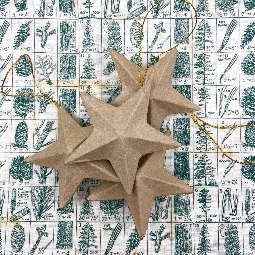 Default Paper Mache Dimensional Star Ornament - 2.25" Mini Star - Online sales only