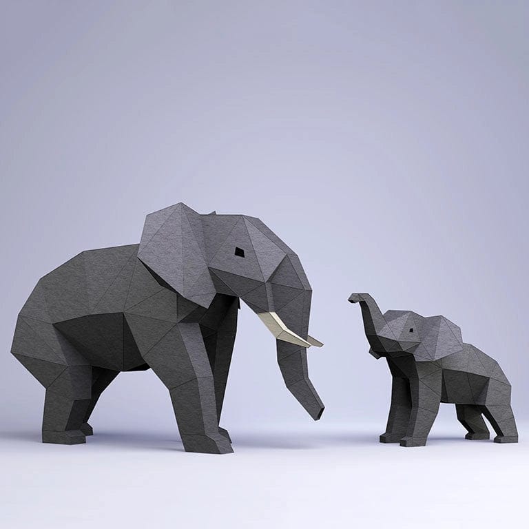 Default Papercraft World 3D Model Kit - Elephants