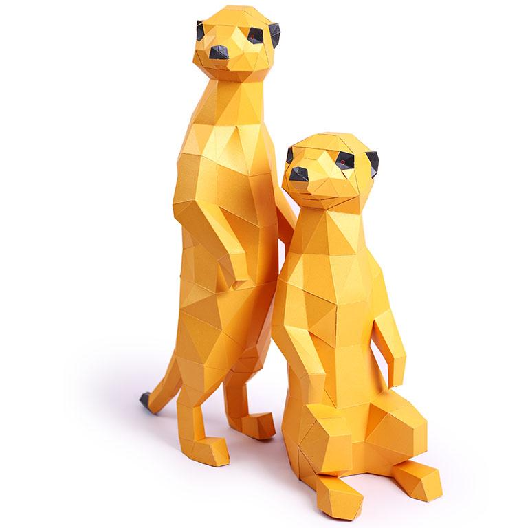 Default Papercraft World 3D Model Kit - Meerkats