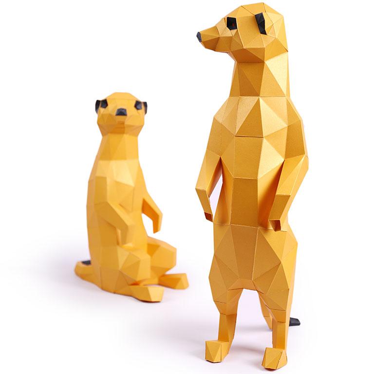 Default Papercraft World 3D Model Kit - Meerkats
