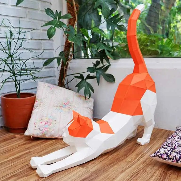 Default Papercraft World 3D Model Kit - Stretching Cat